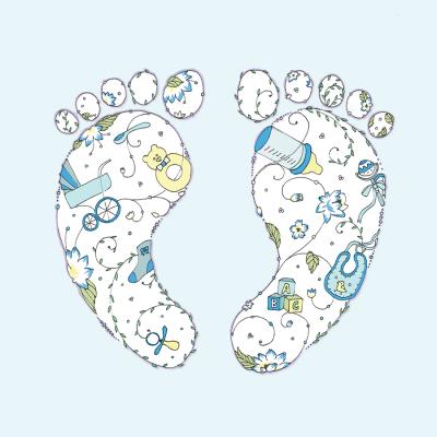 Opakowanie Karnet Swarovski kwadrat Narodziny chłopiec stópki