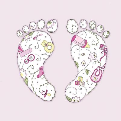 Opakowanie Karnet Swarovski kwadrat Narodziny dziewczynka stópki