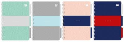 Kołozeszyt B5/120# z przekładkami Black&Blue pastel. Wydawca: Noster. SmakLiter.pl Opakowanie Kołozeszyt B5/120# z przekładkami Black&Blue pastel