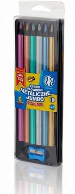 Opakowanie Kredki ołówkowe metaliczne Jumbo 6 kolorów ASTRA