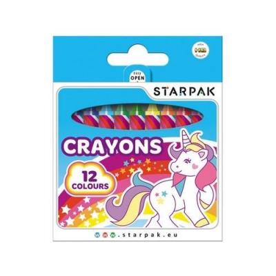 Kredki woskowe 12 kolorów. Wydawca: Starpak. SmakLiter.pl Opakowanie Kredki woskowe 12 kolorów