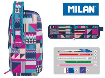 Opakowanie Multipiórnik MILAN owalny z 4 piórnikami NEW GEO róż