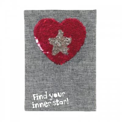 Opakowanie Notes z cekinami A5 serce