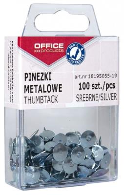 Opakowanie Pinezki metalowe srebrne OFFICE PRODUCTS 10x100 sztuk