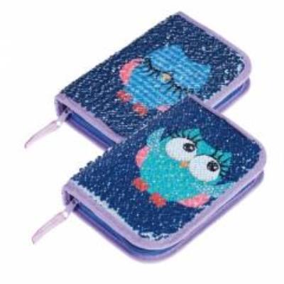 Piórnik cekinowy - sowy. Wydawca: Starpak. SmakLiter.pl Opakowanie Piórnik cekinowy - sowy