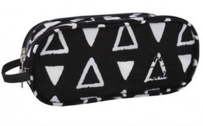 Opakowanie Piórnik saszetka dwukomorowy czarny trójkąty