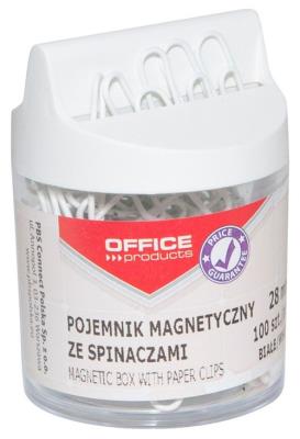 Opakowanie Pojemnik magnetyczny na spinacze okrągły ze spinaczami biały