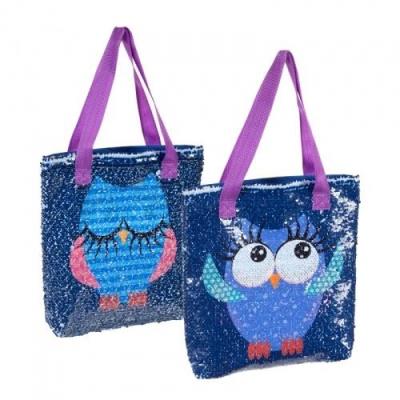 Torba na ramię z cekinami Sowy. Wydawca: Starpak. SmakLiter.pl Opakowanie Torba na ramię z cekinami Sowy