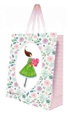 Opakowanie Torebka ozdobna duża Kobieta z bukietem