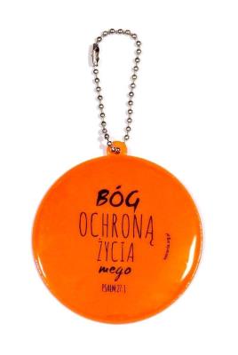 Zawieszka odb.pomarańcz. koło 6,5cm-Bóg ochroną. Wydawca: Koinonia. SmakLiter.pl Opakowanie Zawieszka odb.pomarańcz. koło 6,5cm-Bóg ochroną