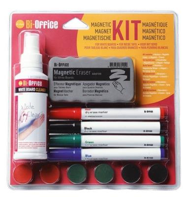 Opakowanie Zestaw do tablic magnetyczny BI-OFFICE, spray, gąbka, 4 markery oraz magnesy