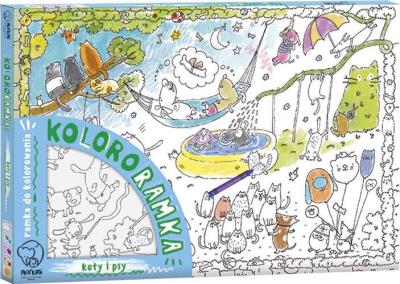 KOLOROWANKA RAMKA DO ZAWIESZENIA KOTY I PSY DUŻA. Autor:   Praca zbiorowa. SmakLiter.pl Okładka książki KOLOROWANKA RAMKA DO ZAWIESZENIA KOTY I PSY DUŻA