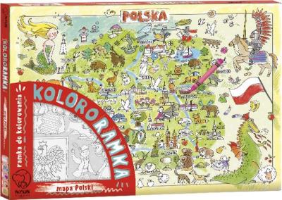 KOLOROWANKA RAMKA DO ZAWIESZENIA MAPA POLSKI DUŻA. Autor:   Praca zbiorowa. SmakLiter.pl Okładka książki KOLOROWANKA RAMKA DO ZAWIESZENIA MAPA POLSKI DUŻA