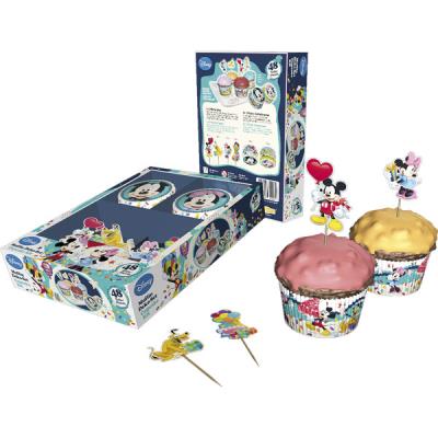 Opakowanie MICKEY MINNIE DEKORACYJNY ZESTAW NA MUFFINY PAPILOTKI Z PICKERAMI 48 CZĘŚCI