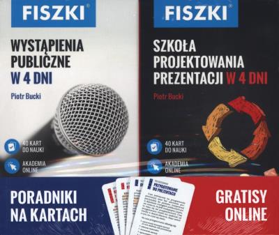 Okładka książki PAKIET FISZKI WYSTĄPIENIA PUBLICZNE W 4 DNI / SZKOŁA PROJEKTOWANIA PREZENTACJI W 4 DNI