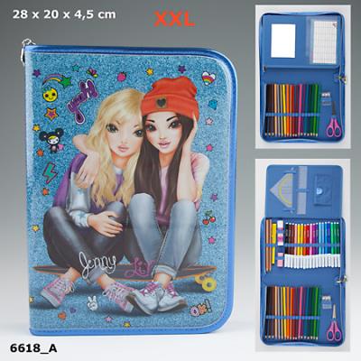 PIÓRNIK XXL Z WYPOSAŻENIEM  TOP MODEL FRIENDS NIEBIESKI 6618A. Wydawca: PLUS-Z. SmakLiter.pl Opakowanie PIÓRNIK XXL Z WYPOSAŻENIEM  TOP MODEL FRIENDS NIEBIESKI 6618A