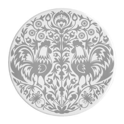 Opakowanie PODKŁADKA CERAMICZNA OKRĄGŁA 20CM KOGUTY GRAY