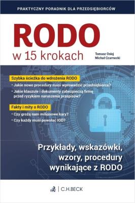 RODO w 15 krokach. Autor: Czarnecki Michał J., Tomasz Osiej. SmakLiter.pl Okładka książki RODO w 15 krokach