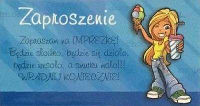 Opakowanie Zaproszenia Young Dziewczynka wzór nr 03 10 sztuk