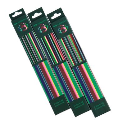 Opakowanie ZESTAW OŁÓWKÓW Z GUMKAMI FOLK ŁOWICZ PASIAK PION 4 SZTUKI