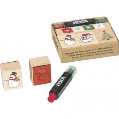 Opakowanie ZESTAW STEMPLI DREWNIANYCH Z TUSZEM BOŻE NARODZENIE 