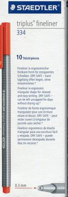 Opakowanie Cienkopis Triplus 0,3 mm czerwony 10 sztuk