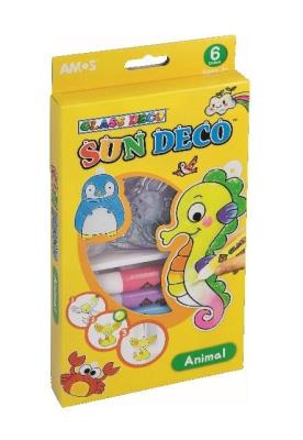 Opakowanie Farby witrażowe Glass Deco 6 kolorów Animal AMOS