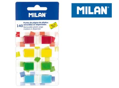 Indeksy transparentne Milan fluo 4 kolory 45 x 12 mm 140 sztuk. Wydawca: MILAN. SmakLiter.pl Opakowanie Indeksy transparentne Milan fluo 4 kolory 45 x 12 mm 140 sztuk