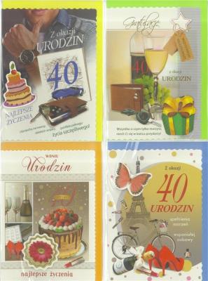 Opakowanie Karnet B6 z elem. 40-ste urodziny (10szt) MIX