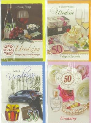 Opakowanie Karnet B6 z elem. 50-te urodziny (10szt) MIX