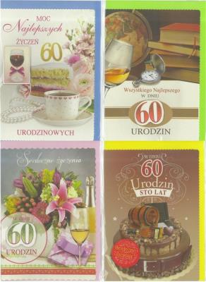 Opakowanie Karnet B6 z elem. 60-te urodziny (10szt) MIX