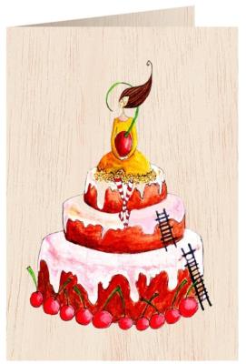 Karnet drewniany C6 + koperta Kobieta na torcie. Wydawca: Cozywood. SmakLiter.pl Opakowanie Karnet drewniany C6 + koperta Kobieta na torcie