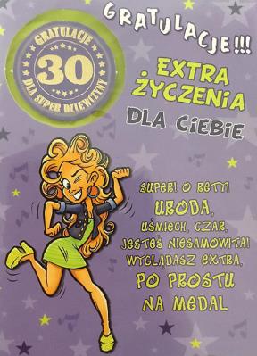 Opakowanie Karnet Party naklejany B6 + koperta Urodziny 30 wzór nr 08 (opakowanie 2 sztuki)