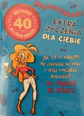 Opakowanie Karnet Party naklejany B6 + koperta Urodziny 40 wzór nr 07 (opakowanie 2 sztuki)