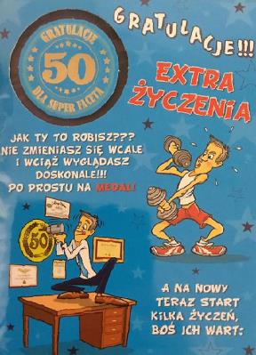 Opakowanie Karnet Party naklejany B6 + koperta Urodziny 50 wzór nr 02 (opakowanie 2 sztuki)