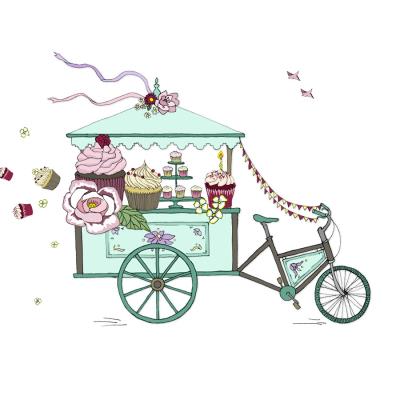 Okładka książki Karnet Swarovski kwadrat CL2403 Rower z babeczkami