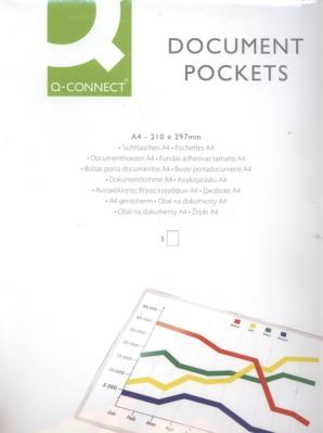 Kieszeń samoprzylepna Q-CONNECT A4, 220x305mm, 5 sztuk transparentna. Wydawca: Q-CONNECT. SmakLiter.pl Opakowanie Kieszeń samoprzylepna Q-CONNECT A4, 220x305mm, 5 sztuk transparentna
