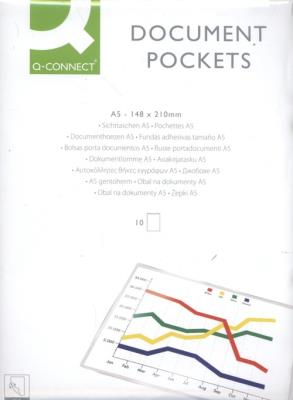 Kieszeń samoprzylepna Q-CONNECT A5 158x220mm, 10 sztuk transparentna. Wydawca: Q-CONNECT. SmakLiter.pl Opakowanie Kieszeń samoprzylepna Q-CONNECT A5 158x220mm, 10 sztuk transparentna