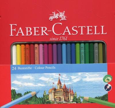 Kredki zamek 24 kolory. Wydawca: Faber-Castell. SmakLiter.pl Opakowanie Kredki zamek 24 kolory
