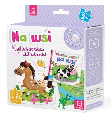 Okładka książki Na wsi Książeczka i cztery układanki Puzzle dla malucha