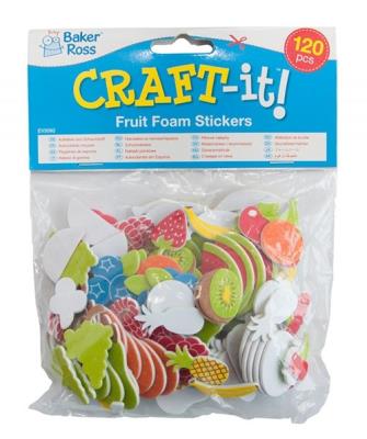 Opakowanie Naklejki piankowe Owoce 120 sztuk mix wzorów