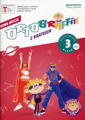 Ortograffiti z Bratkiem 3 zeszyt ćw. 1 OPERON. Autor: Mańkowska Izabela, Rożyńska Małgorzata. SmakLiter.pl Okładka książki Ortograffiti z Bratkiem 3 zeszyt ćw. 1 OPERON