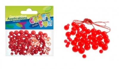 Opakowanie Ozdoba dekoracyjna koraliki czerwone 80el