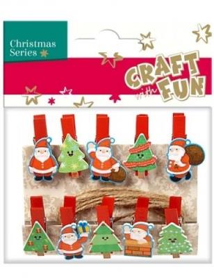 Opakowanie Ozdoba dekoracyjna spinacze Mikołaj 10el