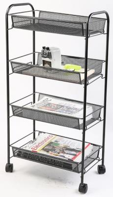 Stojak na dokumnety na kółkach 4 półki czarny. Wydawca: Q-CONNECT. SmakLiter.pl Opakowanie Stojak na dokumnety na kółkach 4 półki czarny