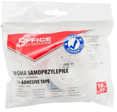 Opakowanie Taśma biurowa samoprzylepna Office Products 19mmx33m transparentna z dyspenserem