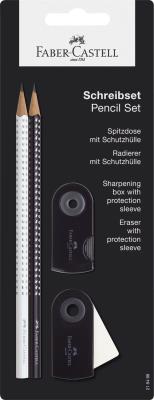 Opakowanie Zestaw Sparkle&Sleeve biały czarny 2 x ołówek temperówka gumka