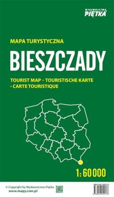 Bieszczady. Mapa turystyczna 1:60 000 składana. Wydawca: Piętka. SmakLiter.pl Opakowanie Bieszczady. Mapa turystyczna 1:60 000 składana