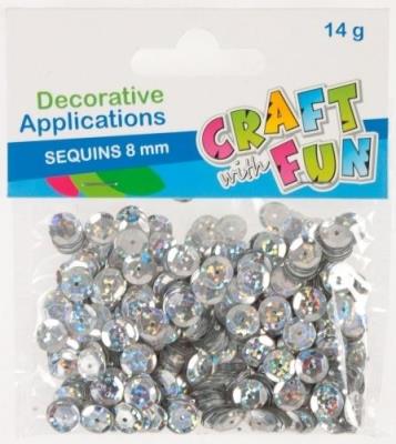 Opakowanie Cekiny laser srebro guzik 8mm