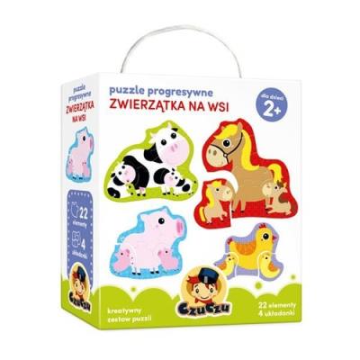 CzuCzu Puzzle progresywne Zwierzątka na wsi 2+. Autor: Opracowanie zbiorowe. SmakLiter.pl Okładka książki CzuCzu Puzzle progresywne Zwierzątka na wsi 2+